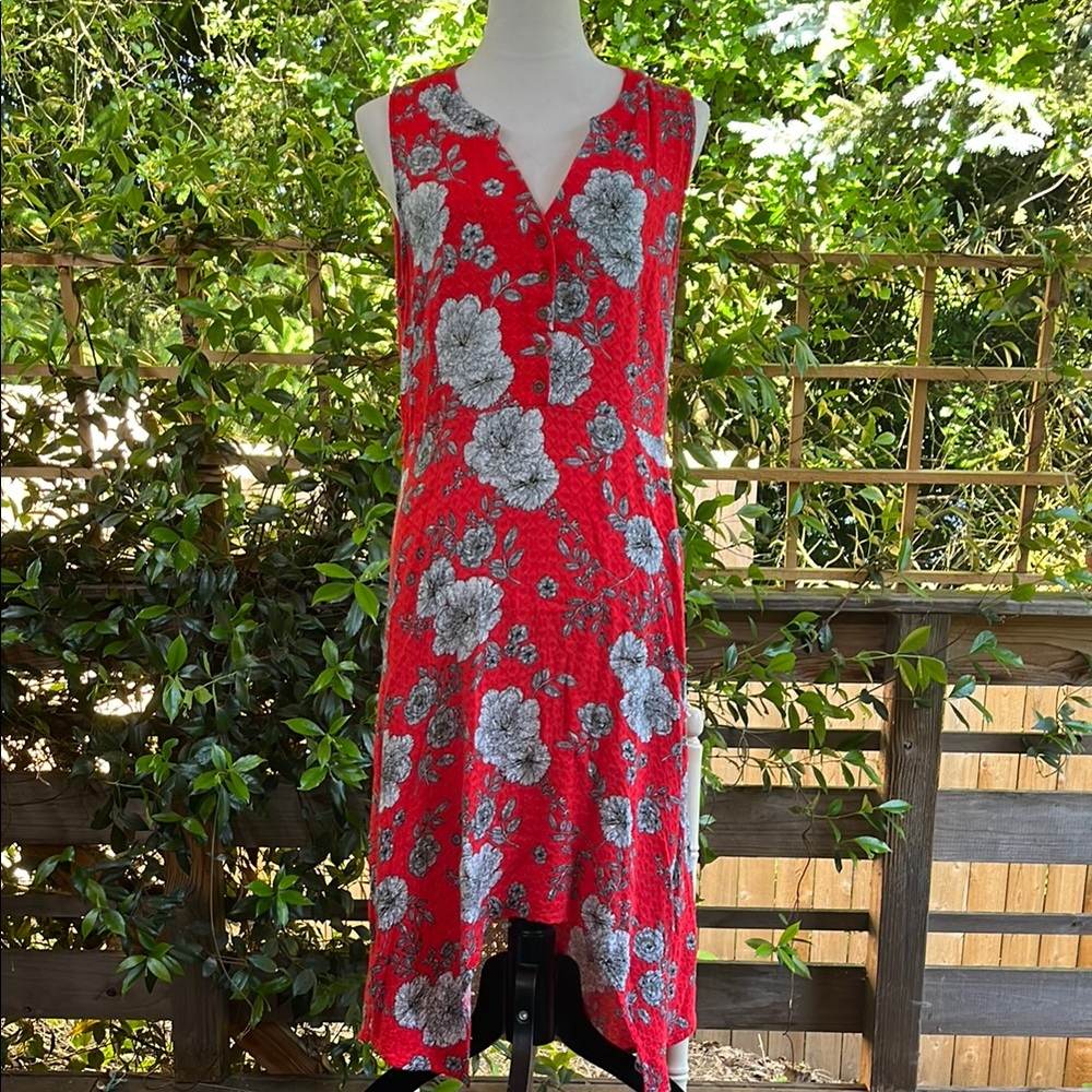 Vibrant Red High-Low Sundress with V-Neck